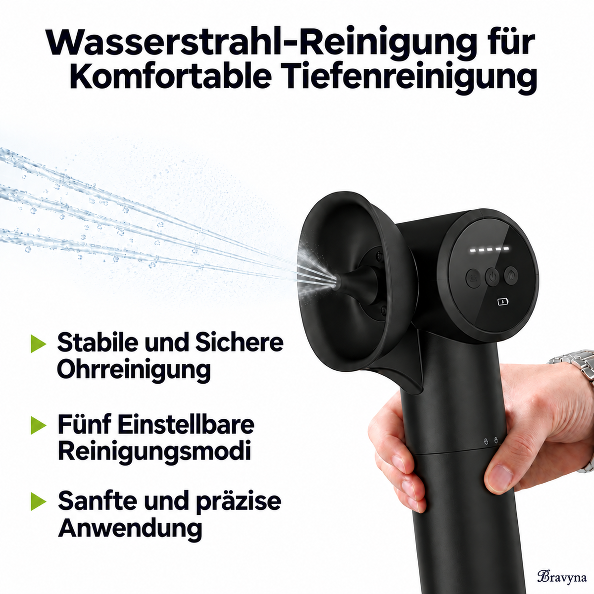 Ohrenreiniger 2-in-1 · Reinigung & Warmlufttrocknung